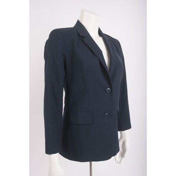 J. Jill Womans Suit Jacket Blazer Size 2 Petite 2P Navy Blue Single Breasted - Picture 2 of 6
